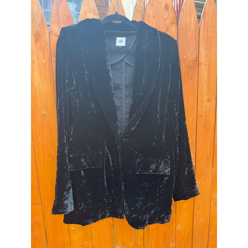 Cabi Black Crushed Velvet Shawl Collar Blazer Jacket Small